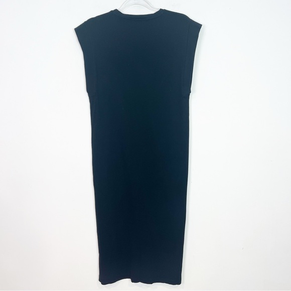 ZARA BLACK RIBBED LONG SLEEVELESS MIDI MAXI SHIFT DRESS WOMENS SZ MEDIUM - Picture 1 of 3